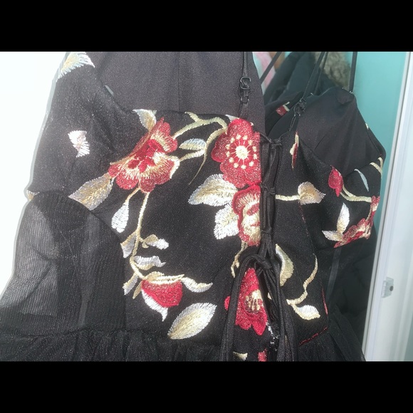 Black Floral Mini Dress - Picture 5 of 5